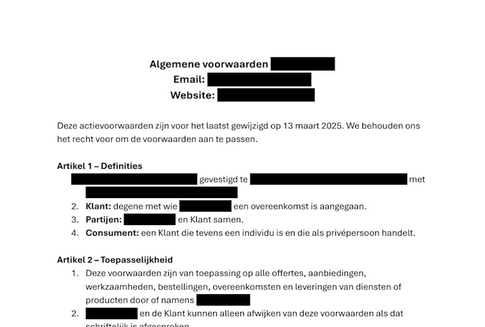 write dutch terms and conditions